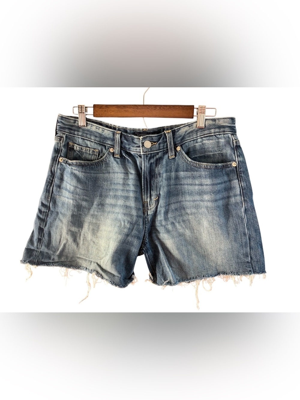 Lucky Brand Faded Blue Denim Cutoff Boyfriend Shorts Size 8